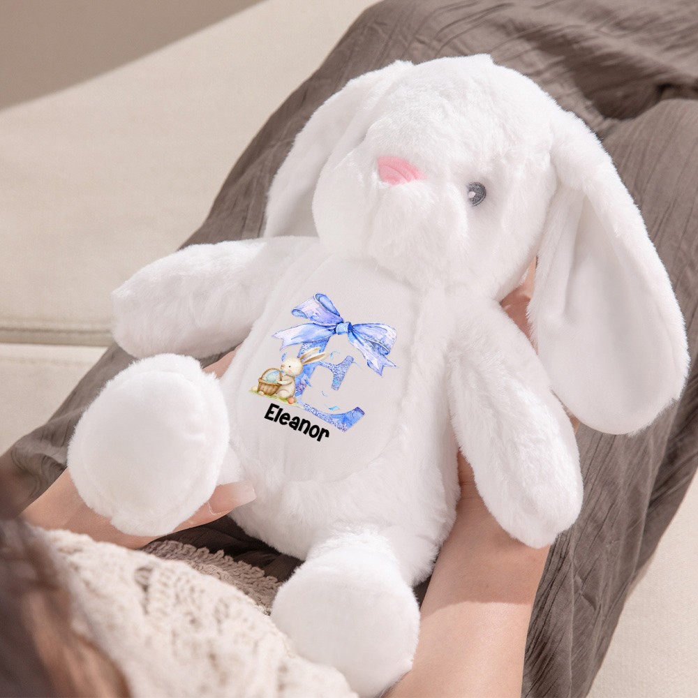  Pink Bow Initial Bunny Doll Toy 
