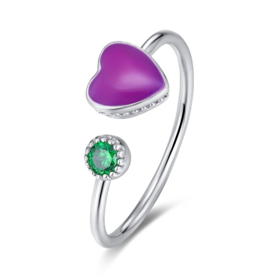 Personalized Heart Temperature Sensitive Ring with Birthstone, Color Changing Mood Adjustable Ring, Mother's Day/Birthday Gift for Women/Her