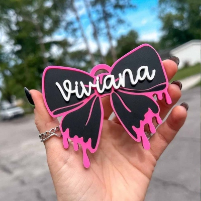 Personalized Halloween Spooky Bow Name Tag, Custom Colorful Bow Tag, Trick or Treat Basket Decor, Party Favors, Halloween Gift for Kids/Girls/Her