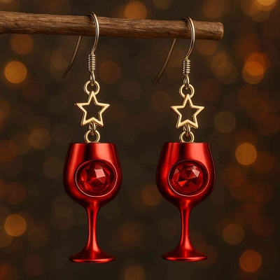 3D Y2K Red Wine Glass Earrings for Women, Trendy Acrylic Dangle Party Jewelry, Retro Aesthetic Statement Accessories