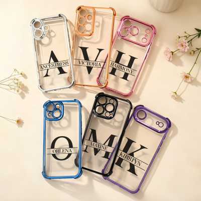 Personalized Alphabet Transparent Phone Case with Name, Anti-Collision Soft Silicone Phone Cover for iPhone/Samsung, Birthday Gift for Family/Friends