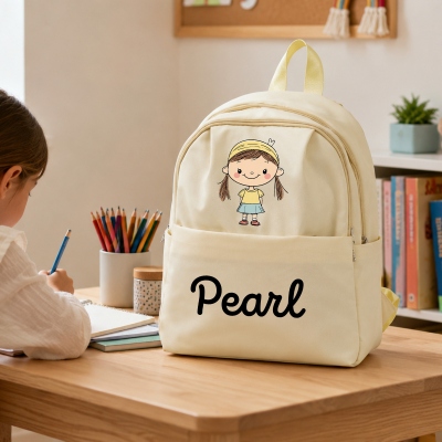 Personalized Cartoon Boy/Girl Character School Backpack with Name, Waterproof Large Capacity Children's Bag, Birthday/Back to School Gift for Kids