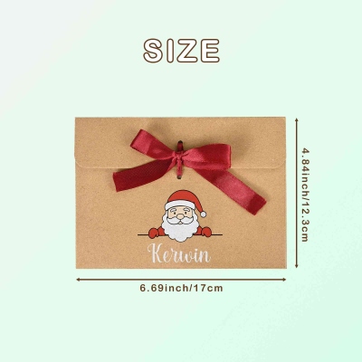 Custom Name Snowman/Santa Kraft Money Voucher Envelopes with Ribbon (Set of 2), Christmas Stocking Stuffers, Christmas Gifts for Kids/Family/Friends