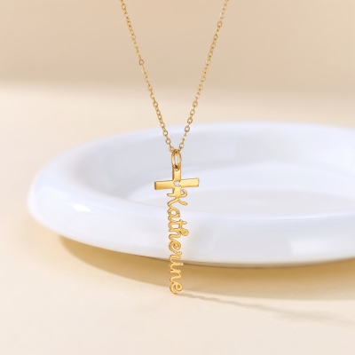 Personalized Hollow Dove Cross Necklace with Name, Dainty Christian Jewelry, Birthday/Baptism/First Communion/Christmas Gift for Her/Girls/Women