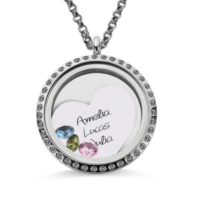 Engraved Love Anniversary Locket With Birthstone
