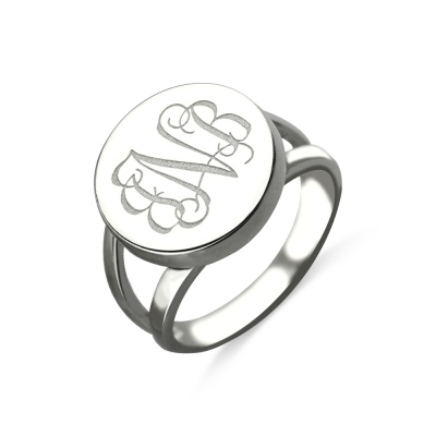 Sterling Silver Circle Monogram Signet Ring