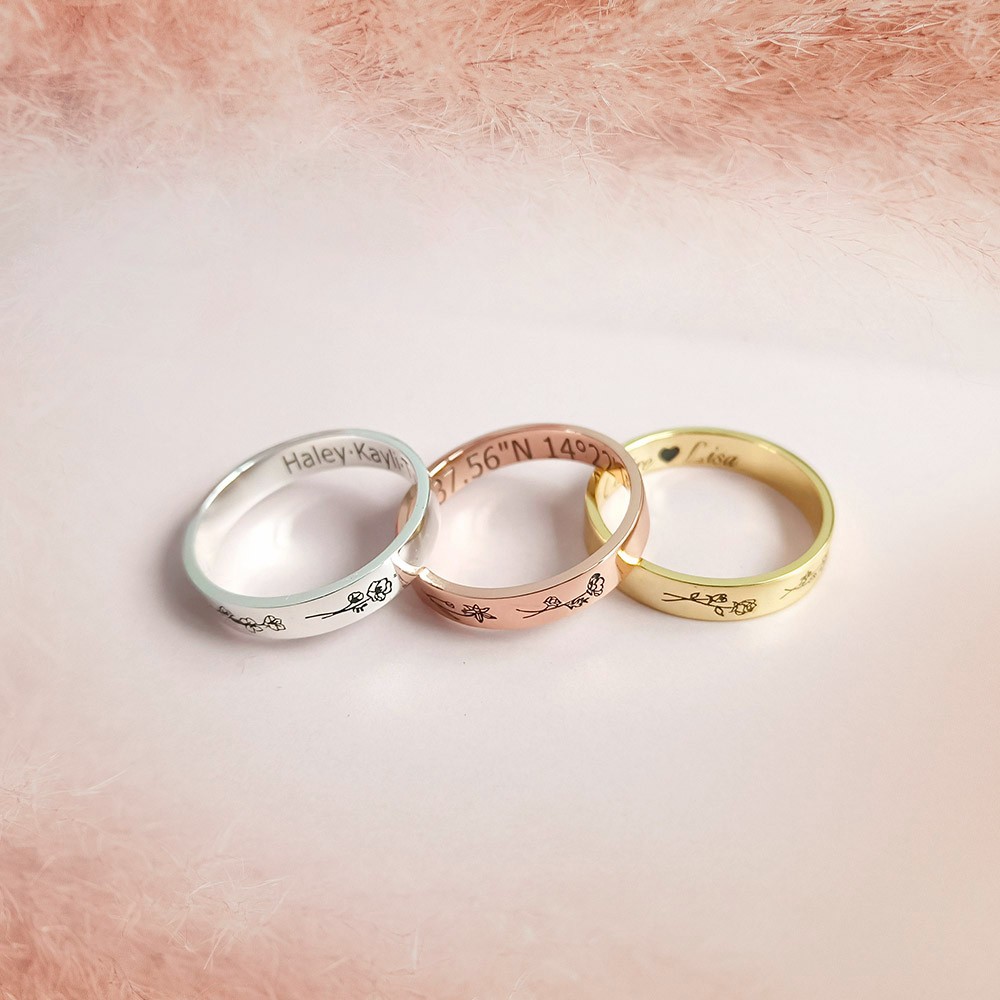 Personalized Birth Flower Ring