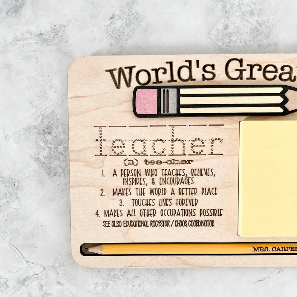 Customizable World's Greatest Teacher Sticky Note Holder