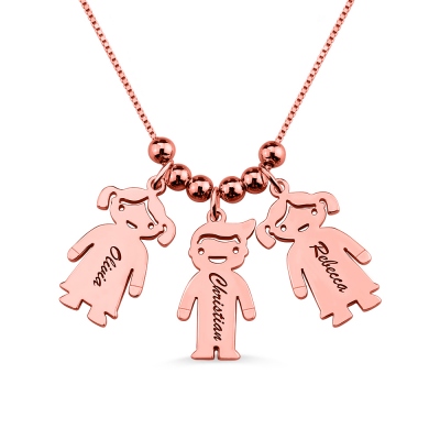 Engraved Kids Charm Necklace In Rose Gold