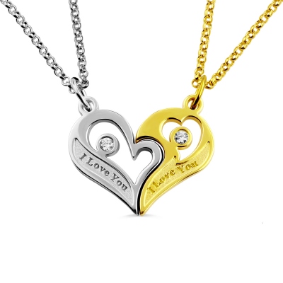 Couple's Breakable Heart Necklace With Birthstones