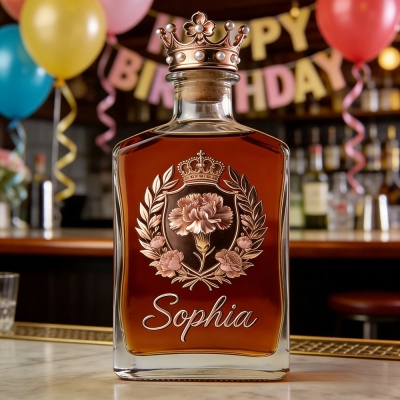 Custom Engraved Whiskey Bottle & Glass Set, Personalized Name & Message, Elegant Birthday Gift for Her, Best Friend, Mom, Wife, Elder