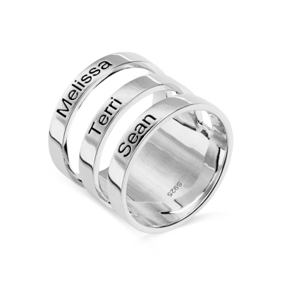 Sterling Silver Three Kids' Names Ring for Moms
