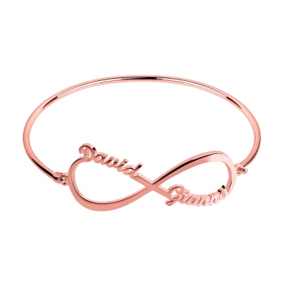 Custom Infinity 2 Names Bangle In Rose Gold