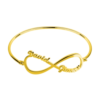 Custom Infinity 2 Names Bangle Gold Plated