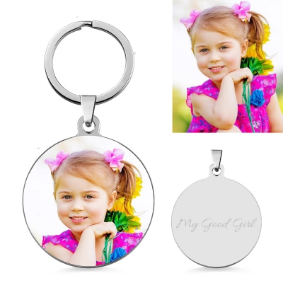 Custom Colorful Photo Keychain for Little Girl in Stainless Steel