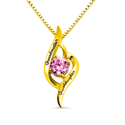 Custom Grandma & Granddaughter Love Names Necklace Gold