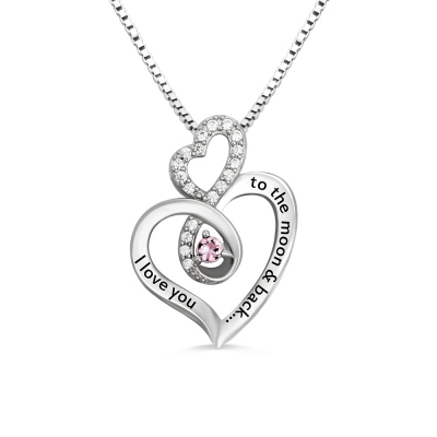 Custom Infinity Heart Birthstone Necklace Sterling Silver