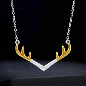 Deer Antler Necklace Sterling Silver
