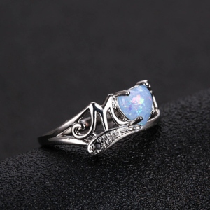 Opal "Mom" Ring Silver-Plated Copper
