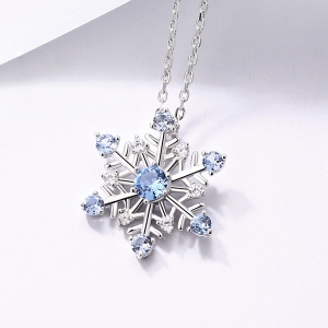 Snowflake Gemstone Necklace in Sliver