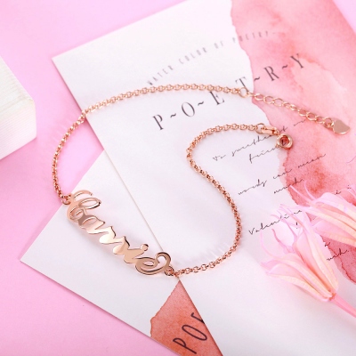Personalized Name Anklet in Rose Gold
