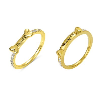 Gravierter Haustier Ring in Ohr- und Knochenform