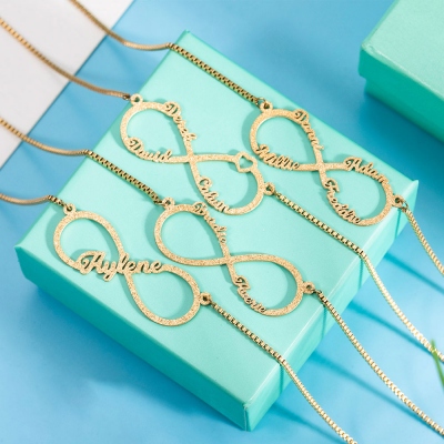 Personalized Sparkling Infinity Name Necklace in Gold