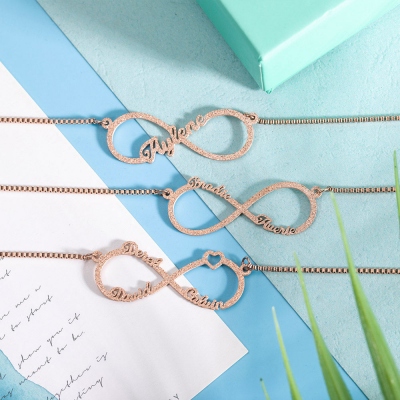 Personalized Sparkling Infinity Name Necklace in Rose Gold