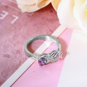 Personalized Infinity Ring with Birthstone Sterling Silver