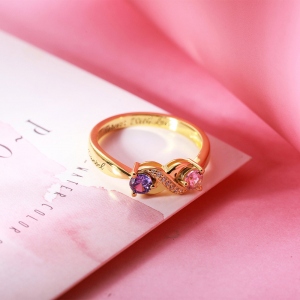 Personalized Infinity Ring with Birthstone Sterling Silver