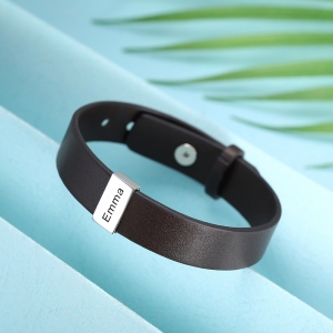 Bracelet en cuir avec nom personnalisé pour la famille