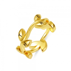 Personalized Initial Leaf Stackable Ring