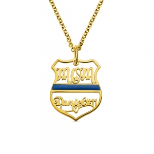 Personalized Name Badge Necklace for Police Mother