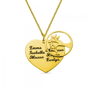 Personalized 1-13 Family Love Tree Name Necklace