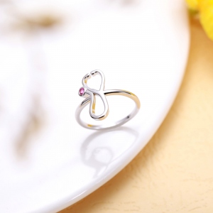 Personalized Stethoscope Birthstone Ring in Silver