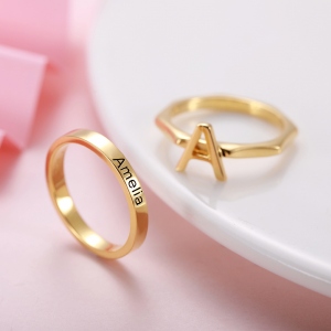 Personalized Stacking Rings Letter Rings & Band Rings