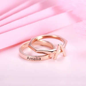 Personalized Stacking Rings Letter Rings & Band Rings