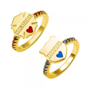 Personalized Police Badge Ring & Firefighter Badge Ring