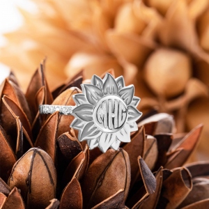 Personalized Sunflower Monogram Ring