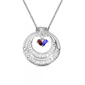 Personalized Eternal Embrace Name Necklace with Double Birthstones