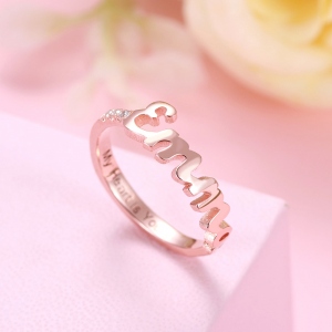 Personalized Dainty Name Birthstone Ring
