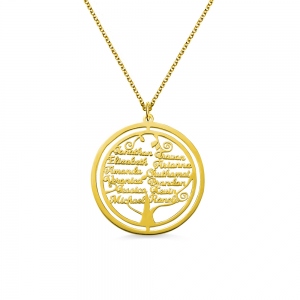 Personalized 9-13 Names Family Tree Necklace