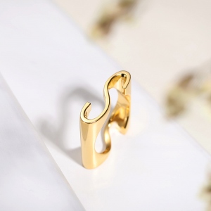 Personalized Large Initial Stackable Ring Gold