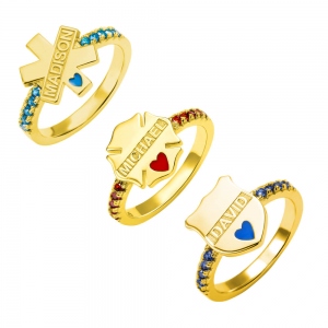 Personalized Badge Ring for Firefighter Police Medical Staff