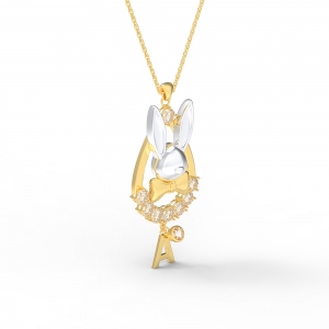 Personalized Rabbit Birthstones Necklace with Letter
