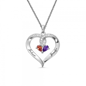 Forever Together Twisted Strings Birthstone Engraving Necklace