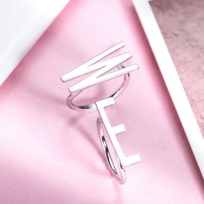 Personalized Big Letter Ring in Silver