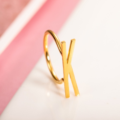 Personalized Big Letter Ring in Gold