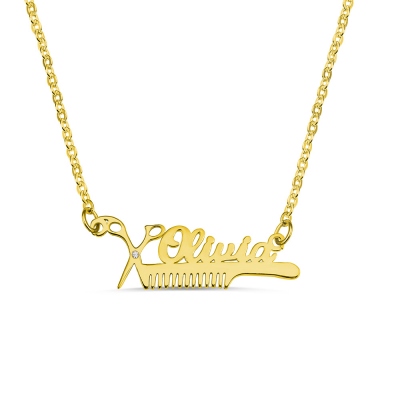 Personalized Hairdresser Birthstone Name Necklace