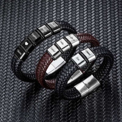 Personalisiertes Perlenweblederarmband für Mann